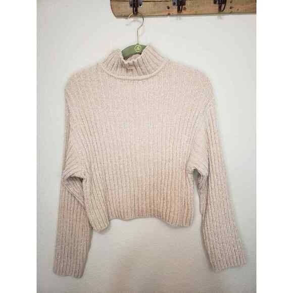 NWT Divided Mock Neck Ribbed Chenille Cropped Sweater - S - Picture 8 of 9